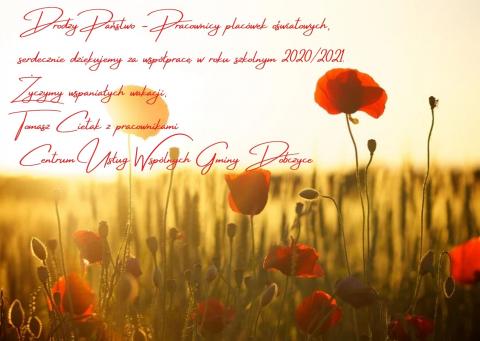 Podziękowania za pracę w roku szkolnym 2020/2021